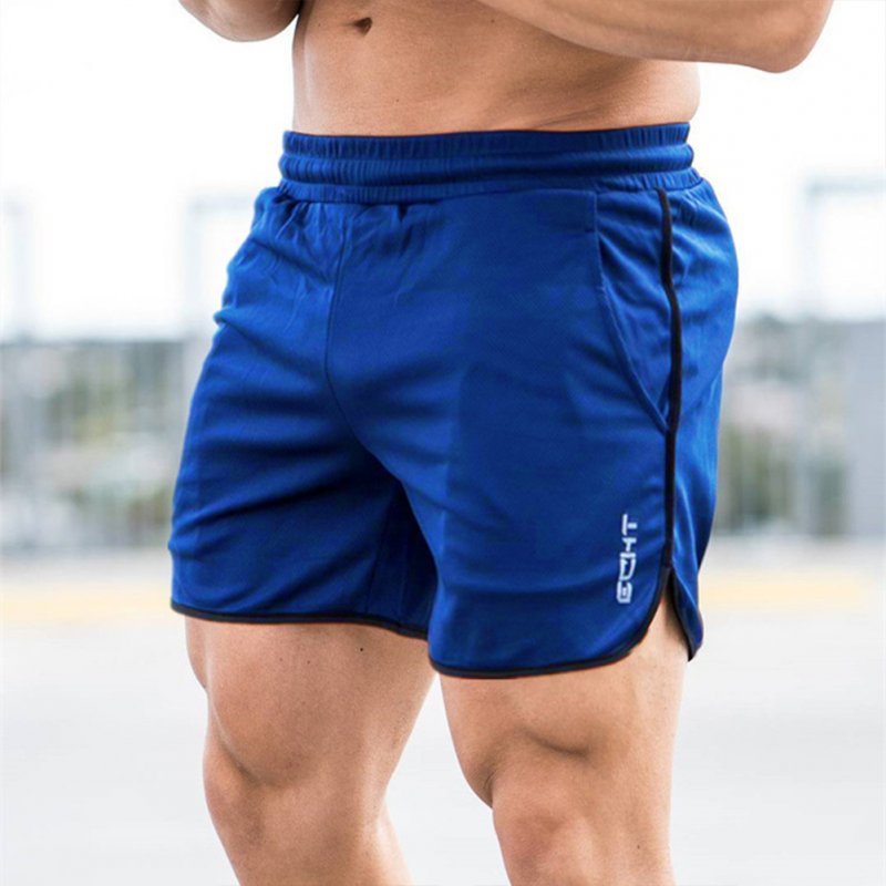 Men Sports Short Pants Quick-drying Elastic Cotton Leisure Pants blue_M