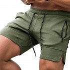 Men Sports Shorts Fashion Solid Color Middle Waist Cargo Pants With Pocket Casual Breathable Zipper Shorts Army Green XXL