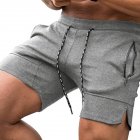 Men Sports Shorts Fashion Solid Color Middle Waist Cargo Pants With Pocket Casual Breathable Zipper Shorts light grey L