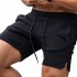 Men Sports Shorts Fashion Solid Color Middle Waist Cargo Pants With Pocket Casual Breathable Zipper Shorts dark gray L