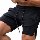 Men Sports Shorts Fashion Solid Color Middle Waist Cargo Pants With Pocket Casual Breathable Zipper Shorts black L