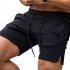 Men Sports Shorts Fashion Solid Color Middle Waist Cargo Pants With Pocket Casual Breathable Zipper Shorts black M