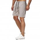 Men Sports Shorts Quick-drying Solid-color Fitness Pants Beach Casual Cropped Pants grey XL