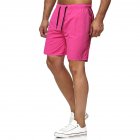 Men Sports Shorts Quick-drying Solid-color Fitness Pants Beach Casual Cropped Pants watermelon red XXL
