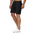 Men Sports Shorts Quick-drying Solid-color Fitness Pants Beach Casual Cropped Pants black M