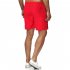 Men Sports Shorts Quick drying Solid color Fitness Pants Beach Casual Cropped Pants red L