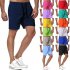 Men Sports Shorts Quick drying Solid color Fitness Pants Beach Casual Cropped Pants blue XXXL