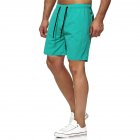 Men Sports Shorts Quick-drying Solid-color Fitness Pants Beach Casual Cropped Pants Mint Green L