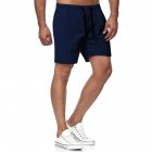 Men Sports Shorts Quick-drying Solid-color Fitness Pants Beach Casual Cropped Pants navy blue M