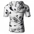Men Spring And Autumn Playing Card Printing Simple Fashion Short Sleeve Hooded Shirt T shirt black 3XL