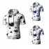 Men Spring And Autumn Playing Card Printing Simple Fashion Short Sleeve Hooded Shirt T shirt blue L