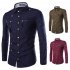 Men Spring And Autumn Retro Simple Fashion Long Sleeve Shirt Tops ArmyGreen XL