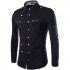 Men Spring And Autumn Retro Simple Fashion Long Sleeve Shirt Tops Red wine M