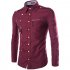Men Spring And Autumn Retro Simple Fashion Long Sleeve Shirt Tops Navy L