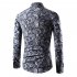 Men Spring And Autumn Simple Fashion Print Long Sleeve Shirt Tops black XXL