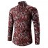 Men Spring And Autumn Simple Fashion Print Long Sleeve Shirt Tops black XXL