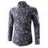 Men Spring And Autumn Simple Fashion Print Long Sleeve Shirt Tops black 5XL