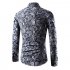Men Spring And Autumn Simple Fashion Print Long Sleeve Shirt Tops red XXXL
