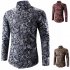 Men Spring And Autumn Simple Fashion Print Long Sleeve Shirt Tops Golden XL