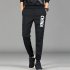 Men Spring And Summer Thin Casual Slim Harem Pants Drawstring Trousers pure black 2XL