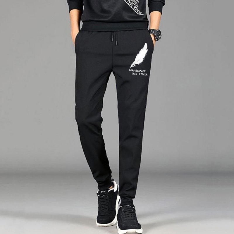 Men Spring And Summer Thin Casual Slim Harem Pants Drawstring Trousers Feather_L