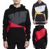 Men Spring Autumn Sweatshirt Color Matching Hooded Cotton Blend Pullover Clothes Black gray red 2XL
