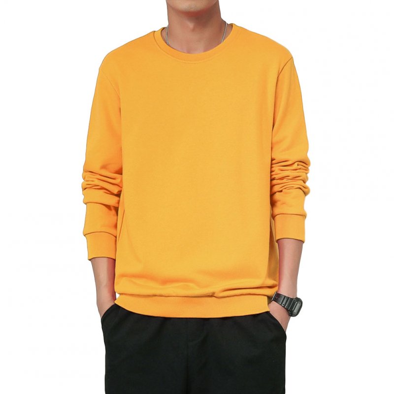 Men Spring Autumn Sweatshirts Casual Fashion Round Collar Coat yellow_XL