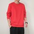 Men Spring Autumn Sweatshirts Casual Fashion Round Collar Coat red XL