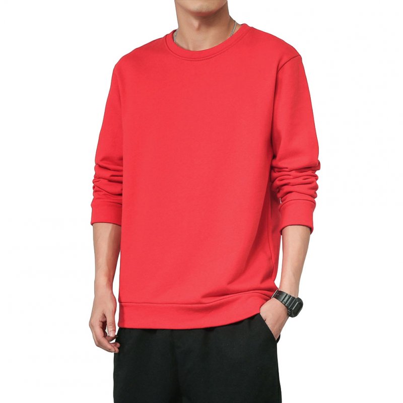 Men Spring Autumn Sweatshirts Casual Fashion Round Collar Coat red_XL