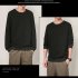 Men Spring Autumn Sweatshirts Casual Fashion Round Collar Coat black L