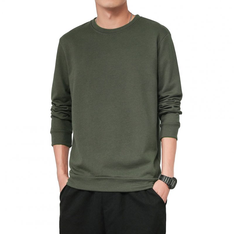 Men Spring Autumn Sweatshirts Casual Fashion Round Collar Coat ArmyGreen_XL