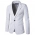 Men Spring Solid Color Slim PU Leather Fashion Single Row One Button Suit Coat Tops white 2XL
