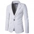 Men Spring Solid Color Slim PU Leather Fashion Single Row One Button Suit Coat Tops black 2XL