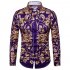 Men Spring and Autumn Casual Fashion Digital Print Long Sleeve Lapel Slim Shirt Top Color 3XL