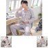 Men Spring and Autumn Cotton Long Sleeve Casual Breathable Home Wear Set Pajamas 8853 blue XXL