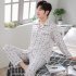 Men Spring and Autumn Cotton Long Sleeve Casual Breathable Home Wear Set Pajamas 8844 red XL