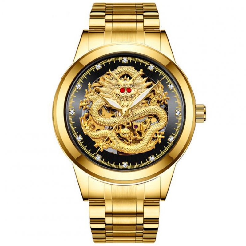 Men Mechanical Wristwatch - Gold Black