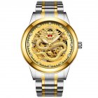 Men Stainless Steel Waterproof Luxury Dragon Background Wristwatch Self Winding Automatic Mechanical Watches