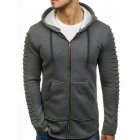 Men Strip Sweater Long Sleeve Casual Hooded Hoodie Outdoor Sports Jacket  gray XL