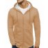 Men Strip Sweater Long Sleeve Casual Hooded Hoodie Outdoor Sports Jacket  Khaki M