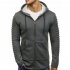 Men Strip Sweater Long Sleeve Casual Hooded Hoodie Outdoor Sports Jacket  gray L