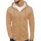 Men Strip Sweater Long Sleeve Casual Hooded Hoodie Outdoor Sports Jacket  Khaki M