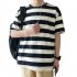 Men Stripe Pattern Half Sleeve Casual Loose T shirt F17 striped white T shirt M