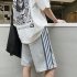 Men Striped Casual Shorts With Pockets Summer Loose Sports Beach Shorts Workout Running Gym Training Shorts grey L