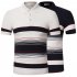 Men Stripes Shirts Slim Short Sleeve Fashion Thin Tops  white L