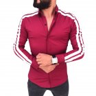 Men Stylish Casual Matching Dress Shirt Slim Fit T Shirt Long Sleeve Formal Tops red XL