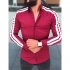 Men Stylish Casual Matching Dress Shirt Slim Fit T Shirt Long Sleeve Formal Tops red L