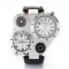 Men Stylish Dual Time Zones Compass Quartz Sports Wrist Watch