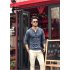 Men Stylish Long Sleeve Slim T Shirt Simple Solid Color Button Tops Base Shirt Khaki XL
