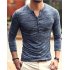 Men Stylish Long Sleeve Slim T Shirt Simple Solid Color Button Tops Base Shirt Khaki XL